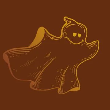 Vector image of an golden silhouette of a ghost on a brown background Stock Illustration