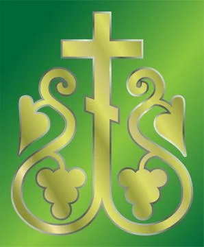 Vector image of Grapes Christian Holy cross Stock Illustration