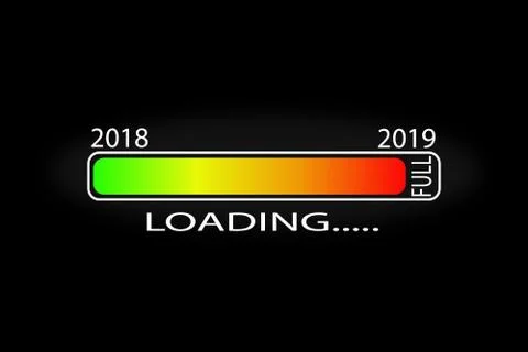 Vector image. Graphic loading scale new 2019, black background Stock Illustration