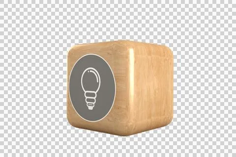 Vector image of gray light bulb icon on cube Stock Illustration