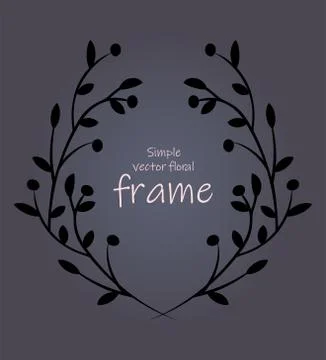 Vector image of a greeting card with a black floral frame on a gray background Stock Illustration