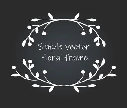 Vector image of a greeting card with a silver floral frame on a dark background Stock Illustration