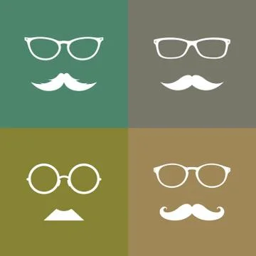 Vector image group of an glasses and mustache Stock Illustration