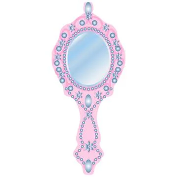Vector image of a hand-held magic mirror of a princess in cartoon style Stock Illustration