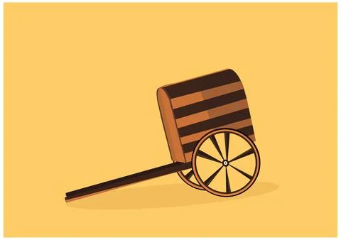 Vector image of hand pulled rickshaw. Stockillustratie