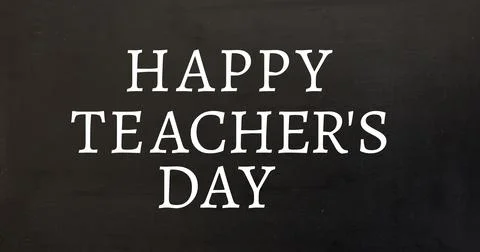 Vector image of happy teacher's day text against black background with copy 스톡 일러스트