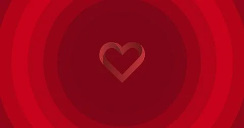 Vector image of heart shape on red circular pattern background with copy space Stock Illustration
