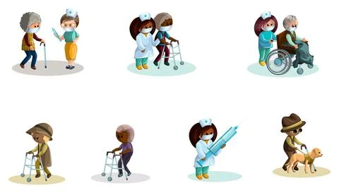 Vector image. Help for the elderly and people with disabilities. The relation Stock Illustration