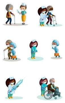 Vector image. Help for the elderly and people with disabilities. Relationship Stock Illustration