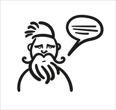 Vector image of a hipster with beard who speaks. Teaching and storytelling. Stock Illustration