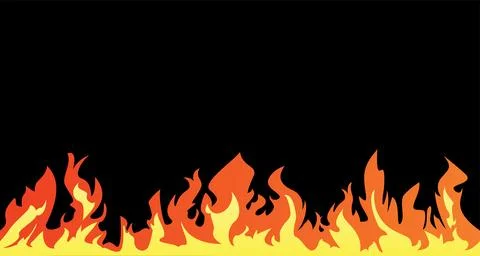 A vector image of a horizontal flame in bright yellow and orange colors. Stock Illustration