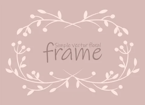 Vector image of a horizontal postcard with a white floral frame on a light Stock Illustration