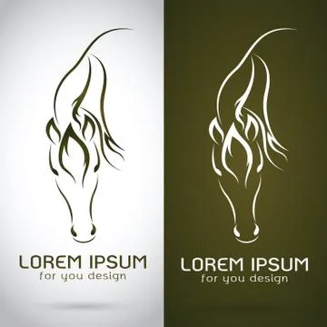 Vector image of an horse design on white background and brown background, Log Illustrazione stock