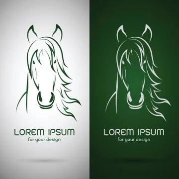 Vector image of an horse design on white background and green background, Log Illustrazione stock