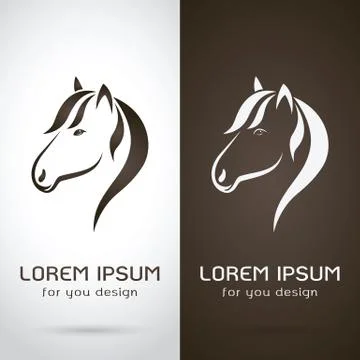 Vector image of an horse design on white background and brown background, Log Illustrazione stock