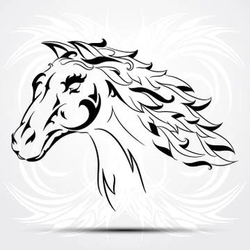 Vector image of an horse on white background. Tribal tattoo. Stock Illustration