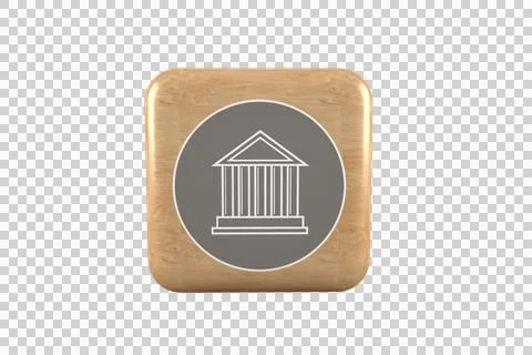 Vector image of house icon on brown cube Stock Photos