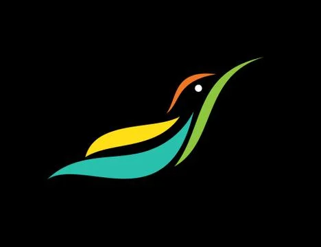 Vector image of an humming bird design on black background,  Vector Hummingbi Stock Illustration