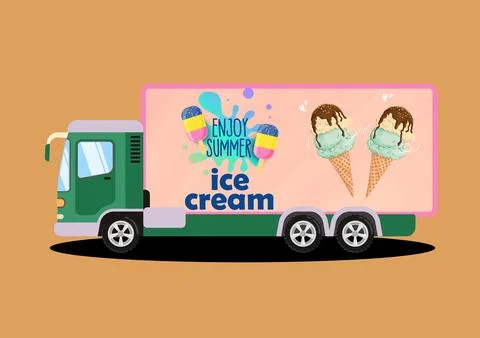 Vector image of ice cream van. Ilustración de archivo