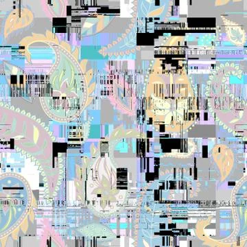 Vector image with imitation of grunge datamoshing texture. Stock Illustration