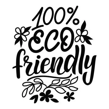 Vector image with inscription - 100 eco friendly Stock Illustration