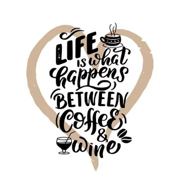 Vector image with inscription about coffee Illustrazione stock