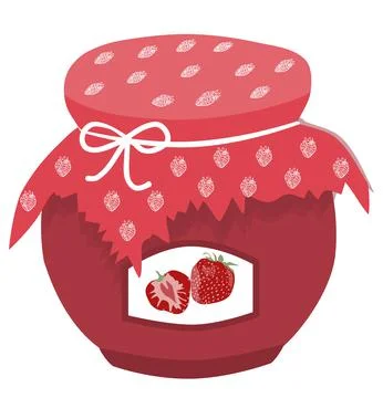 Vector image of a jar of strawberry jam 스톡 일러스트
