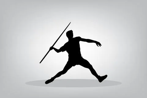 Vector image of Javelin throwing Athlete on gray background. Stock Illustration