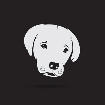Vector image of an labrador puppy face on black background. Dog design Stock Illustration
