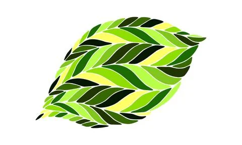 Vector image of a leaf in shades green on white background. vector image o... Stock Photos