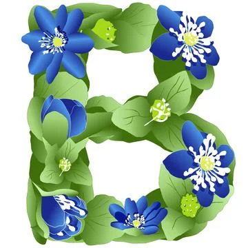 Vector image of the letter B of the English alphabet made in the form of flowers Stock Illustration