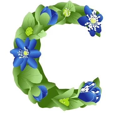Vector image of the letter C of the English alphabet made in the form of flowers Stock Illustration