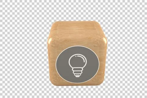 Vector image of light bulb icon on cube Stock Photos