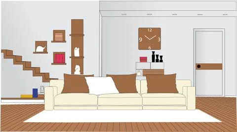Vector image of living room interior. Ilustración de archivo