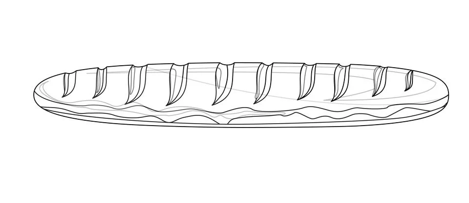 Vector image of a loaf of bread isolated on white background. Outline style. Stock Illustration