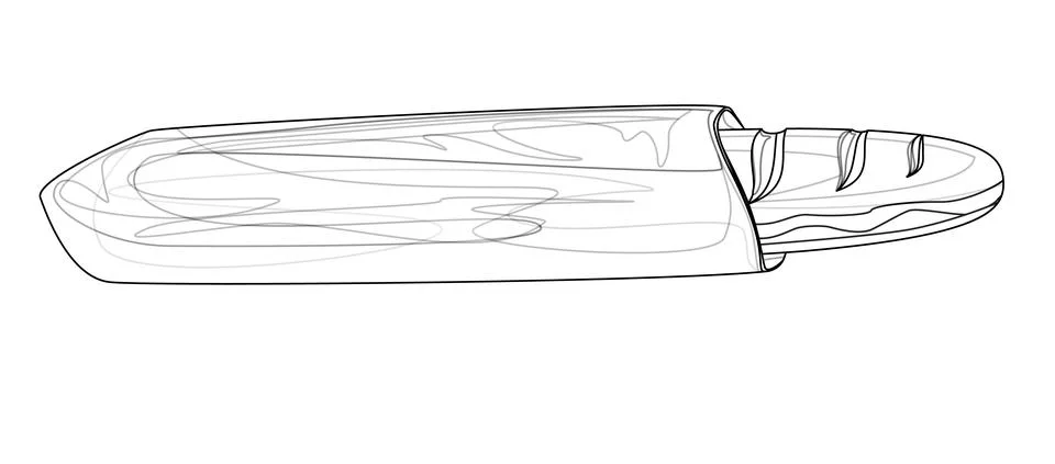 Vector image of a loaf of bread isolated on white background. Outline style. Illustrazione stock