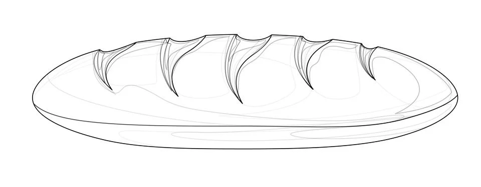 Vector image of a loaf of bread isolated on white background. Outline style. Illustrazione stock