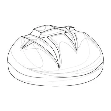 Vector image of a loaf of bread isolated on white background. Outline style. Stock Illustration