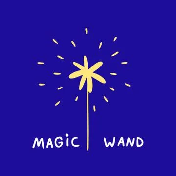 Vector image of magic wand. poster, placard or element for postcard. Stock Illustration