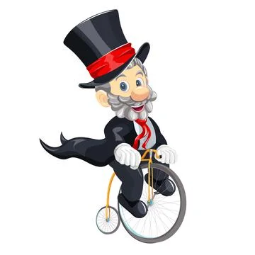 Vector image of a magician on a bicycle. Concept. Cartoon style. EPS 10 Stock Illustration