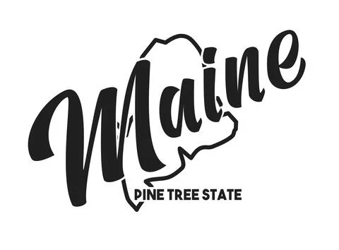 Vector image of Maine. Lettering nickname Pine Tree State. United States of A Stock Illustration