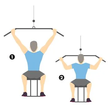 Vector image of man doing wide grip lat pull down exercise イラスト素材