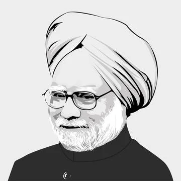 Vector image of manmohan  singh, 13th prime minister of india. Stock Illustration