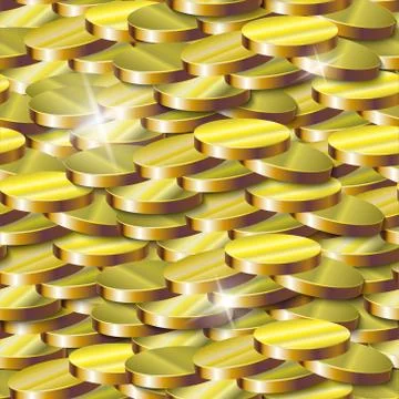 Vector image of many gold coins. Seamless background for wallpaper, textile and 库存插图