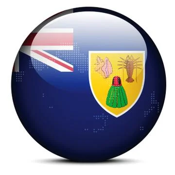 Vector Image -  Map with Dot Pattern on flag button of Turks and Caicos Islan Illustrazione stock