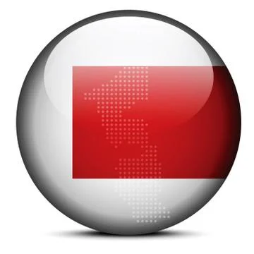 Vector Image -  Map with Dot Pattern on flag button of United Arab Emirates,  Illustrazione stock