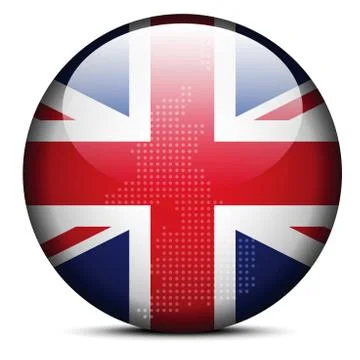 Vector Image -  Map with Dot Pattern on flag button of United Kingdom of Grea Illustrazione stock