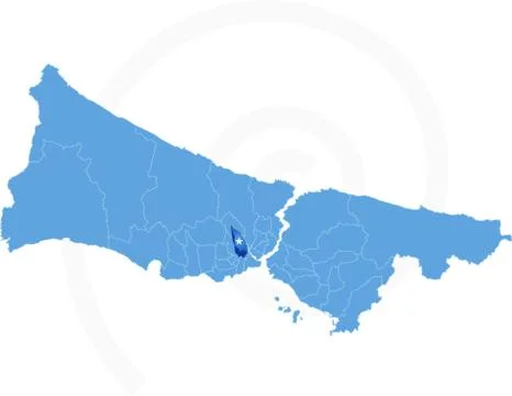 Vector Image - Map of Istanbul with each administrative district where Bayram Stock Illustration