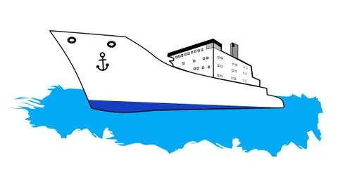Vector image of Marine Cargo ship or vessel at sea Stock Illustration