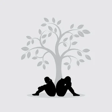 Vector image of Married couple crying after conflic,  relationship problems Stock Illustration